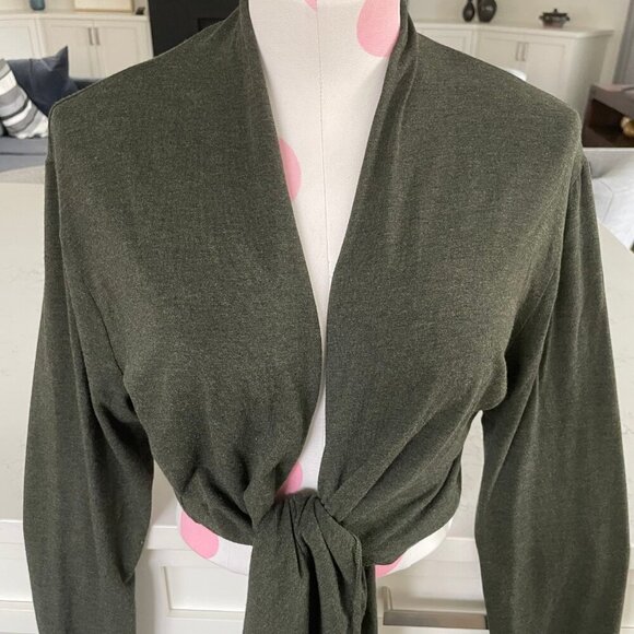 Movement Rayon & Organic Cotton Open Cardigan Worn Several Ways Olive Grn Sz XL - Picture 7 of 10